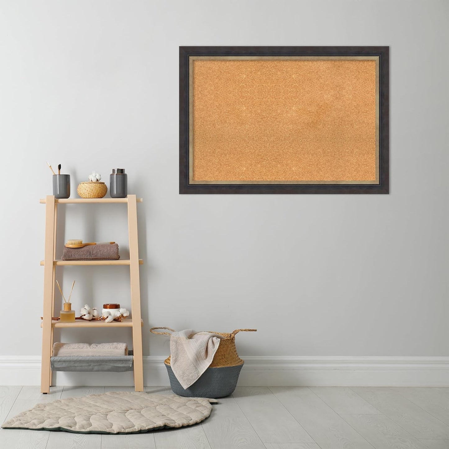 Amanti Art Natural Cork Board for Wall, 29x41 Vision Board with Black Wood Frame, Large Corkboard Office Decor for Home Organization, Casual Corkboard Pinboard to display items for home organization