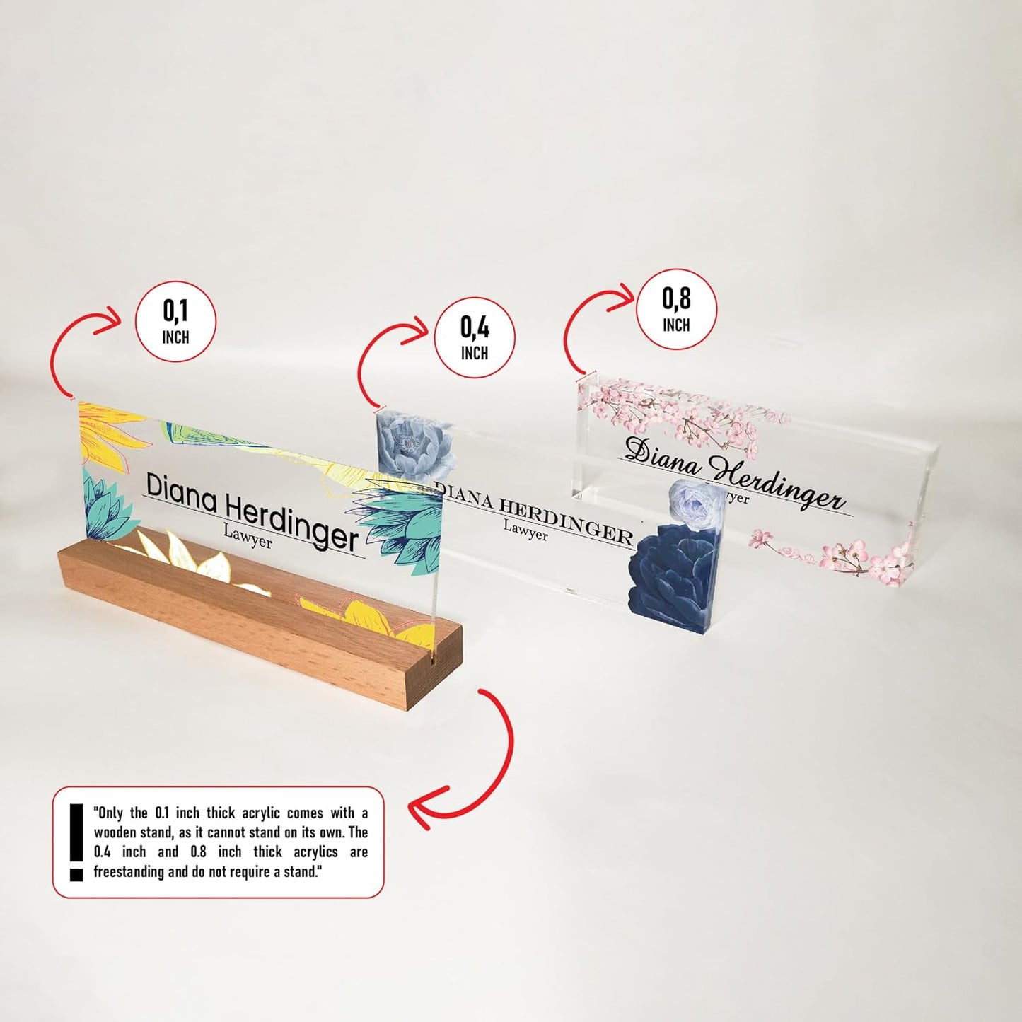 Custom Acrylic Name Plate, Office Name Plate, Personalized Name Plate, New Job Gift, CoWorker Gift, Custom Office Desk Decor, Phd Gift (Flower designers)