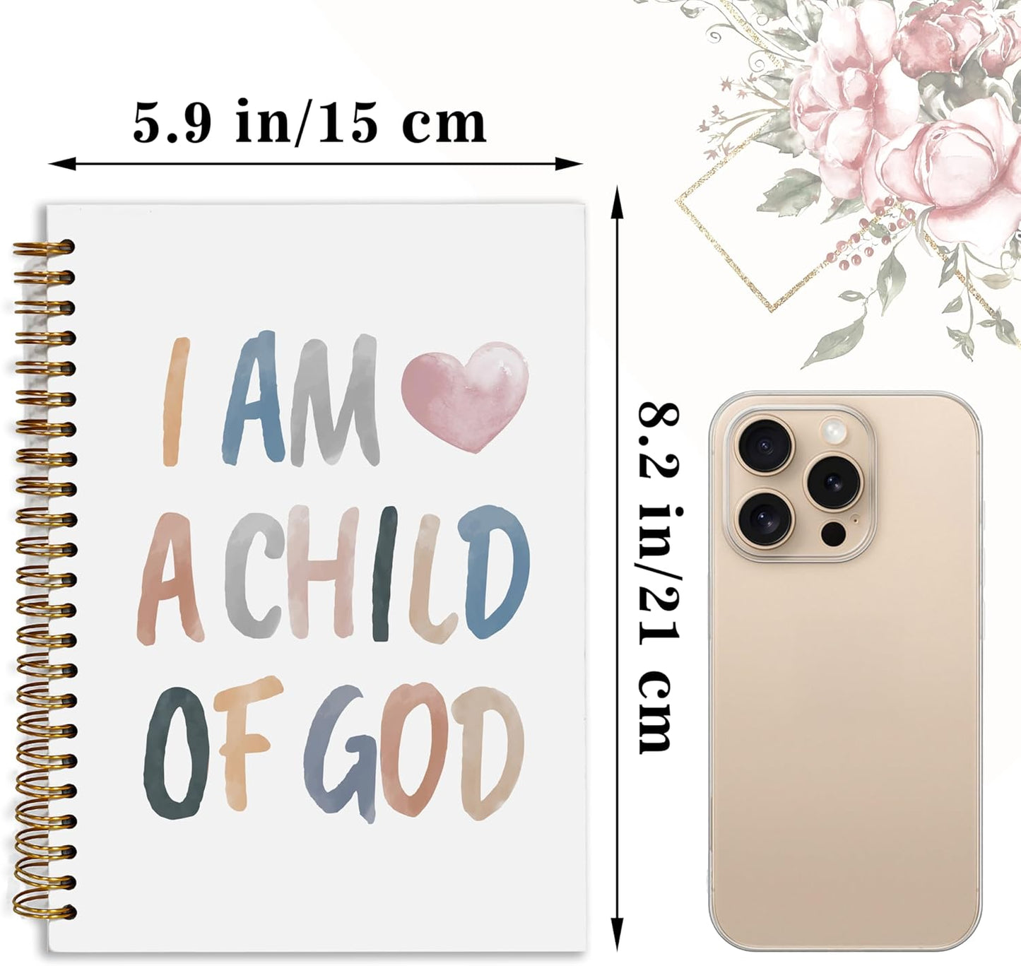 YOU FOUND ME Jesus Journal, A5 Spiral Christian Bible Journal with Floral Notebook, Bible Verse Notebook Gift for Women Birthday Christmas, Sunday School, Office Supplies, Bible Study (Rainbow-GOD)