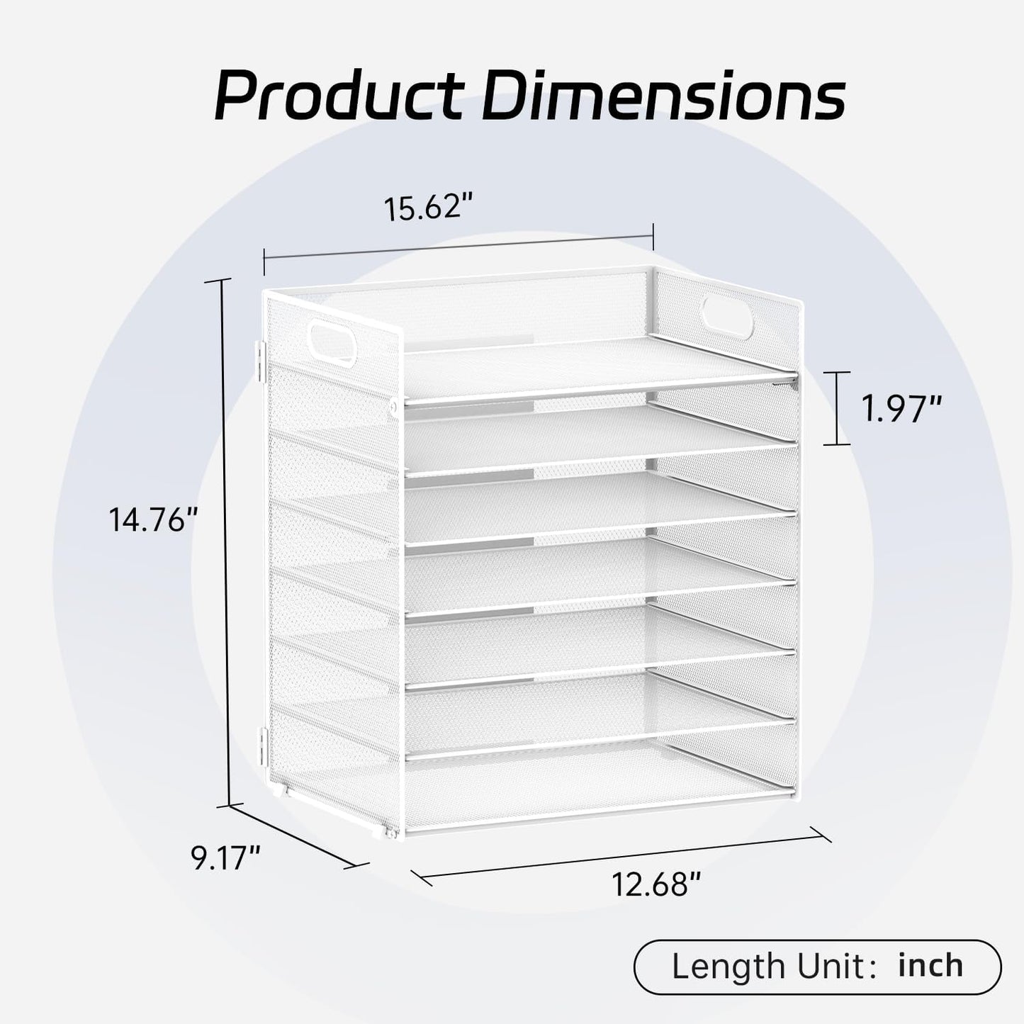 7 Tier Paper Organizer - Mesh Desktop File Holder with Handles for Office School Desk, Black (White)