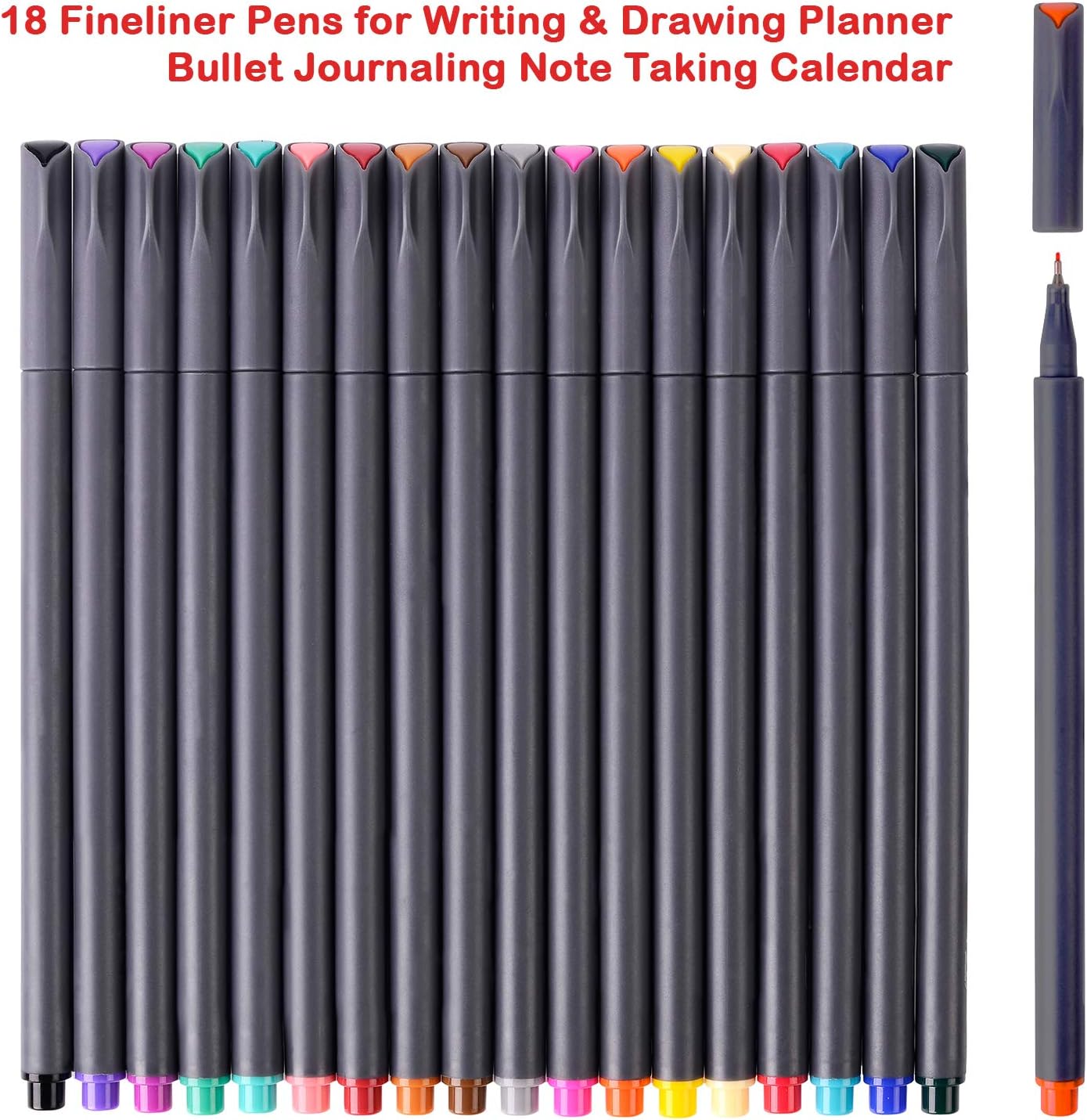 iBayam Journal Planner Pens Colored Pens, Office School Supplies, Fine Point Fineliner Drawing Art Markers for Bullet Journaling Scrapbooking Notebook Writing Note Taking Calendar Stationary, 18-Color