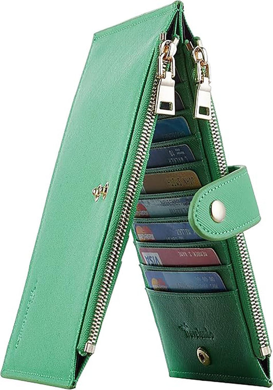 Travelambo RFID Wallet Women Large Size Bifold Multi Card Wallet Case with Zipper Pocke Credit Card Holder for Women