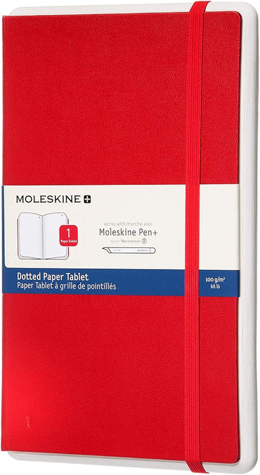 Moleskine Paper Tablet Hard Cover Smart Notebook, Dotted, Large (5" x 8.25") Scarlet Red - Compatible w/ Moleskine Pen+ Ellipse (Sold Separately) & App, Digitize, Organize Notes