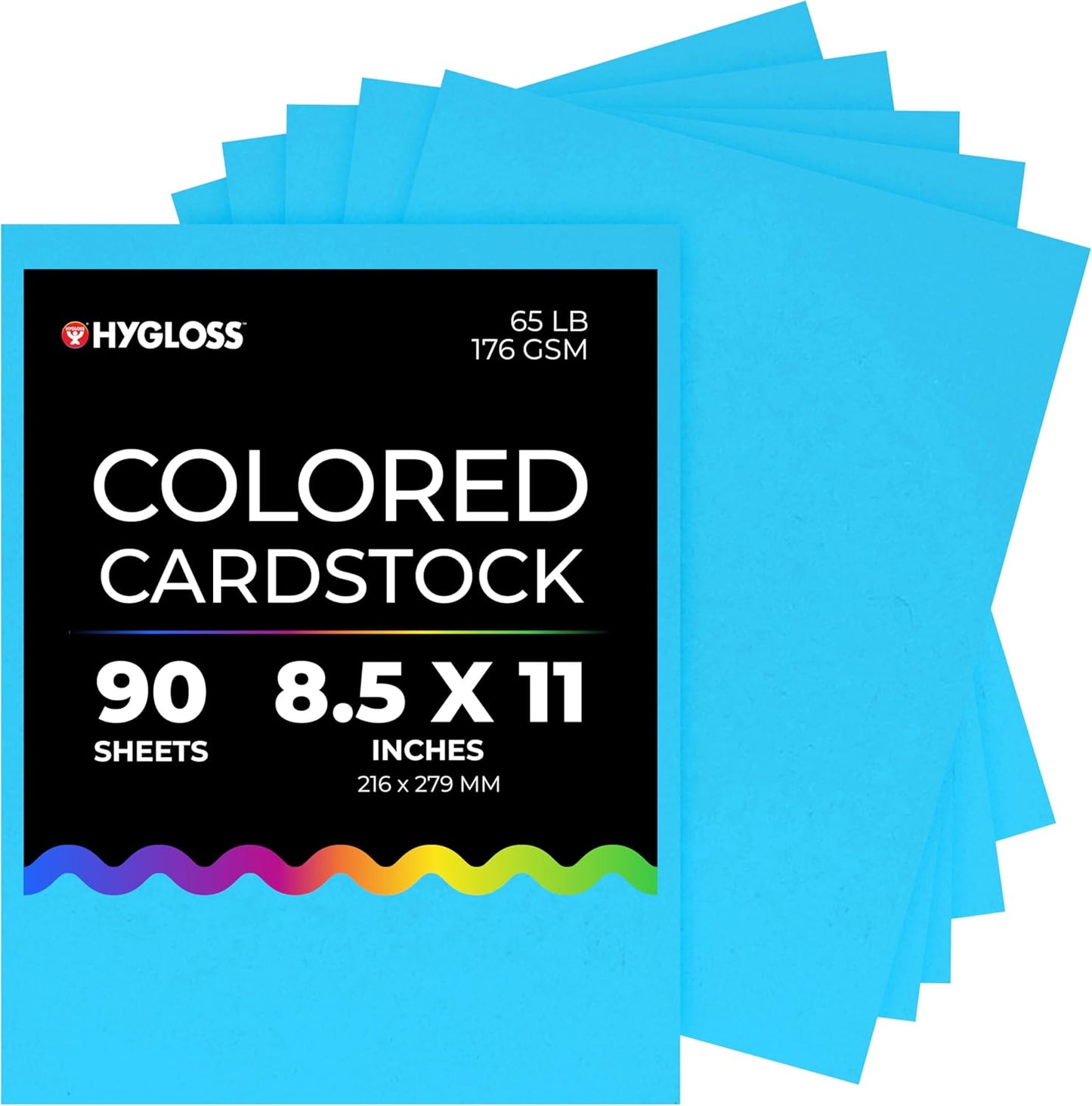 Hygloss Light Blue Bright Colored Cardstock - 8.5x11-Inch, 90 Sheets, 65 lb/ 176 gsm, Fade-Resistant, Acid-Free Color Card Stock Paper