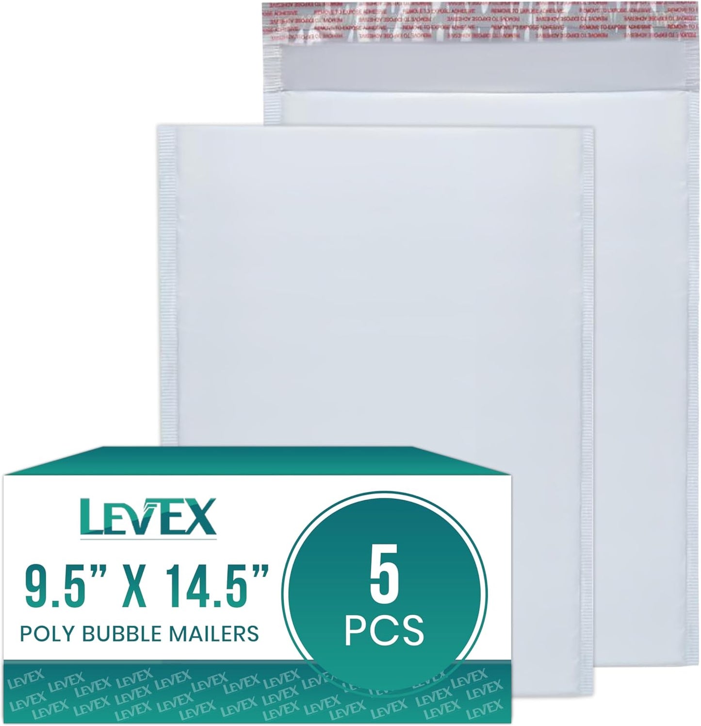 Levex - #4 9.5" x 14.5" [5 Pack] Poly Bubble Mailers, Padded Envelope Mailers, Packing Envelope & Mailing Bags for Shipping