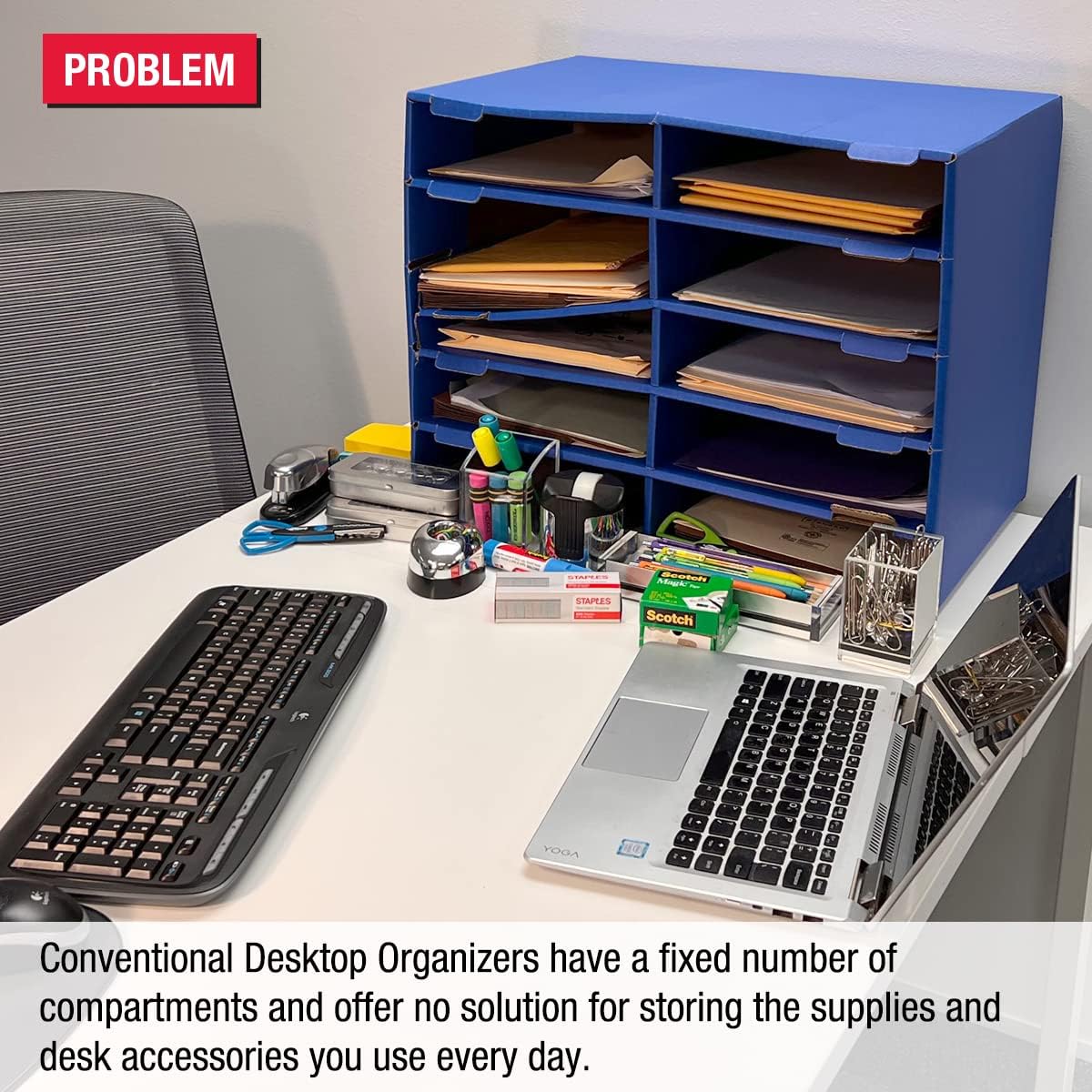 Desktop Organizer 8 Letter Tray Sorter Plus Riser Base, 2 Supply & 2 Storage Drawers - TierDrop Plus Keeps All of Your Documents & Supplies in Clear View & Within Arm's Reach Using Minimal Desk Space