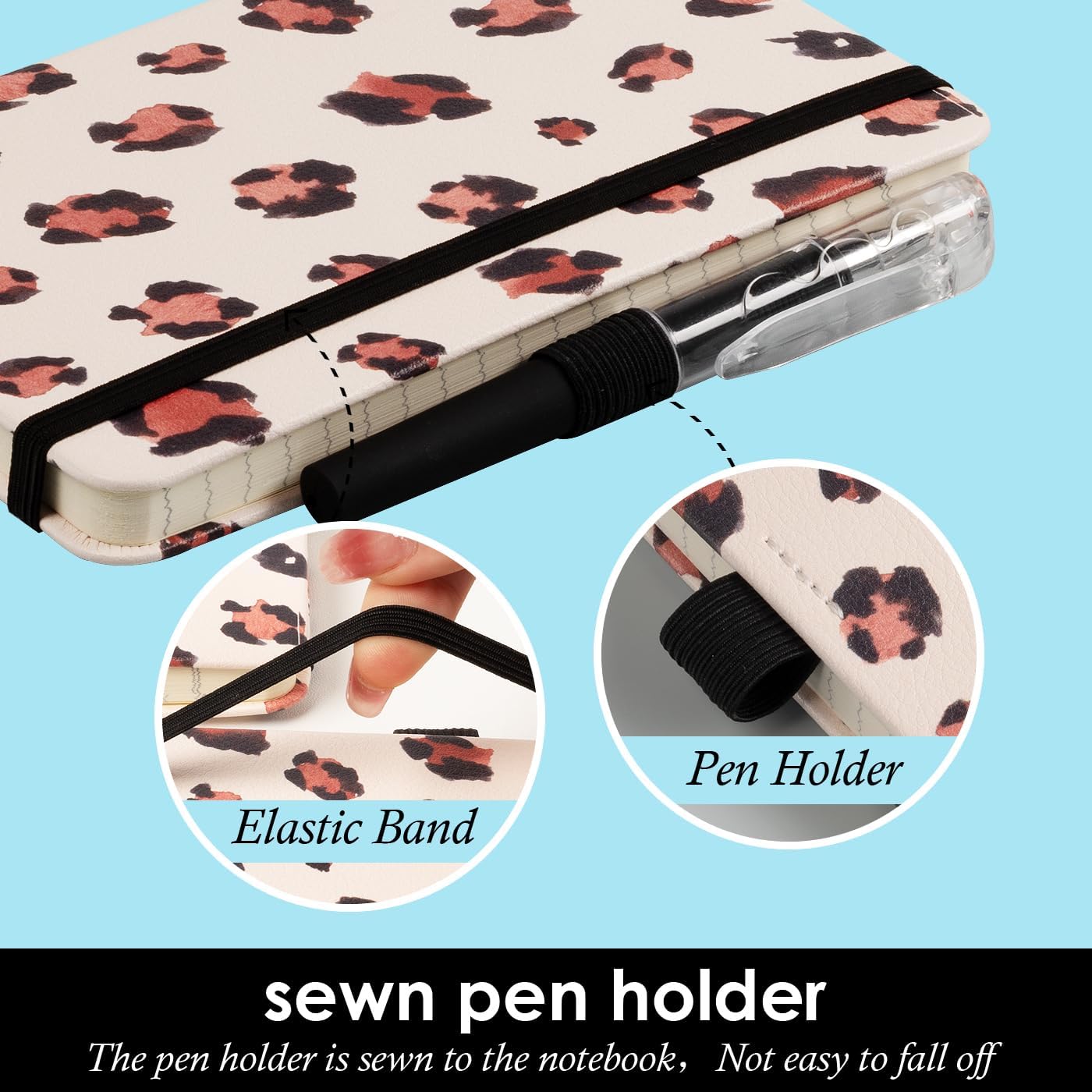 Small Journal Notebook, 3 Pack Mini Pocket Notepad with Pen, A6 (3.7" x 5.7") Leopard Cover Lined Notebook Journals for Women, 100GSM Paper, Prefect for Office Home School Supplies