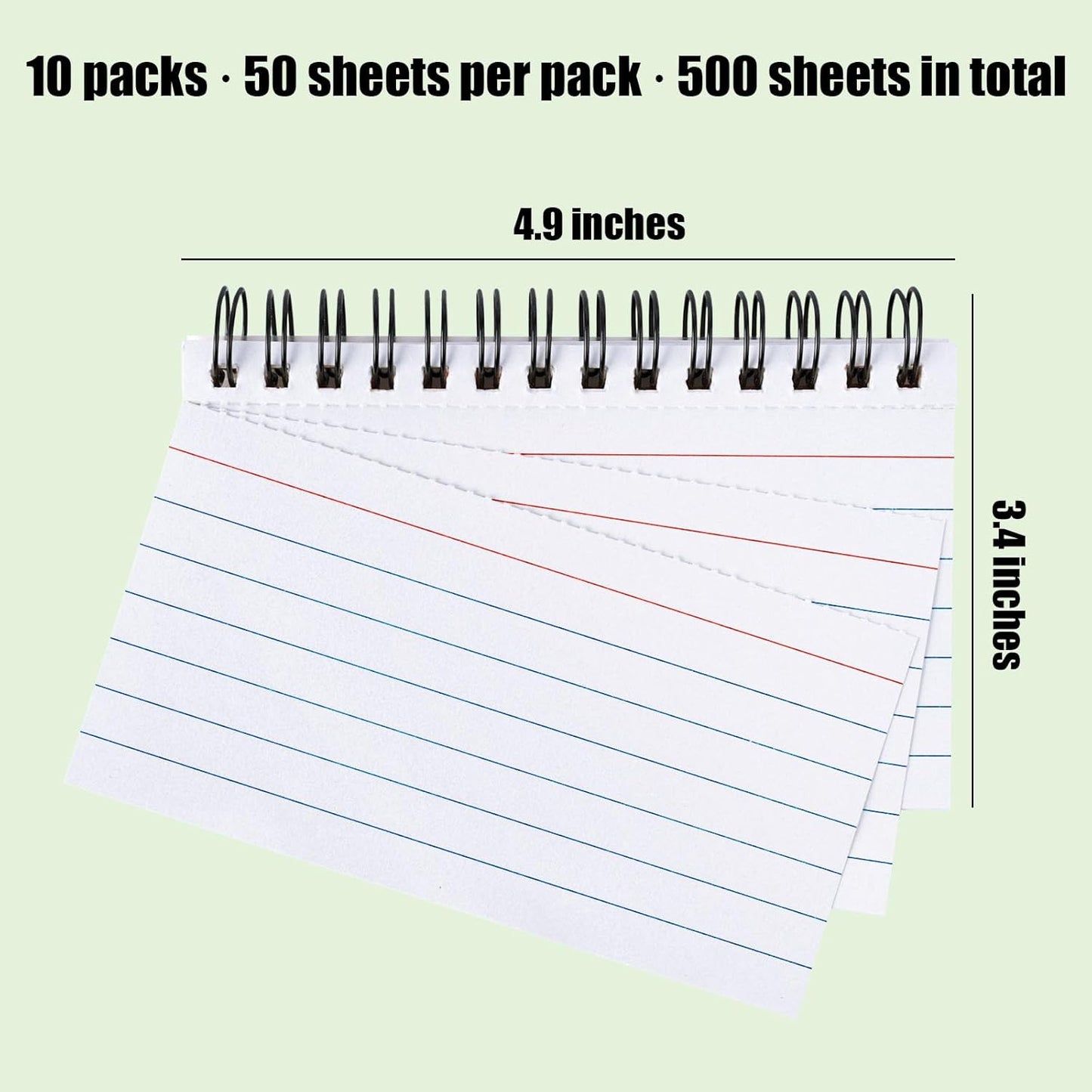 Koogel 500PCS 3x5 Index Cards, Spiral Index Cards with Ring for Studying, Flashcards Bulk Heavy Notecards with Waterproof Covers for School College Note Taking and To Do List Supplies, White
