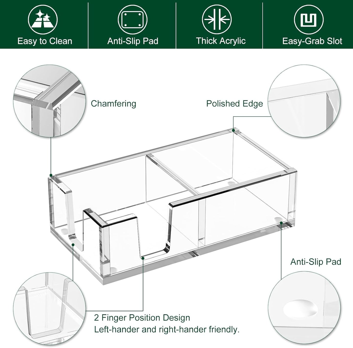 Acrylic Sticky Note Holder, Self-Stick Note Pad Holder W/O Pads - Note Dispenser Memo Pad Holder Desk Organizer for School Office Home (3''x3'' 2IN1 Clear)