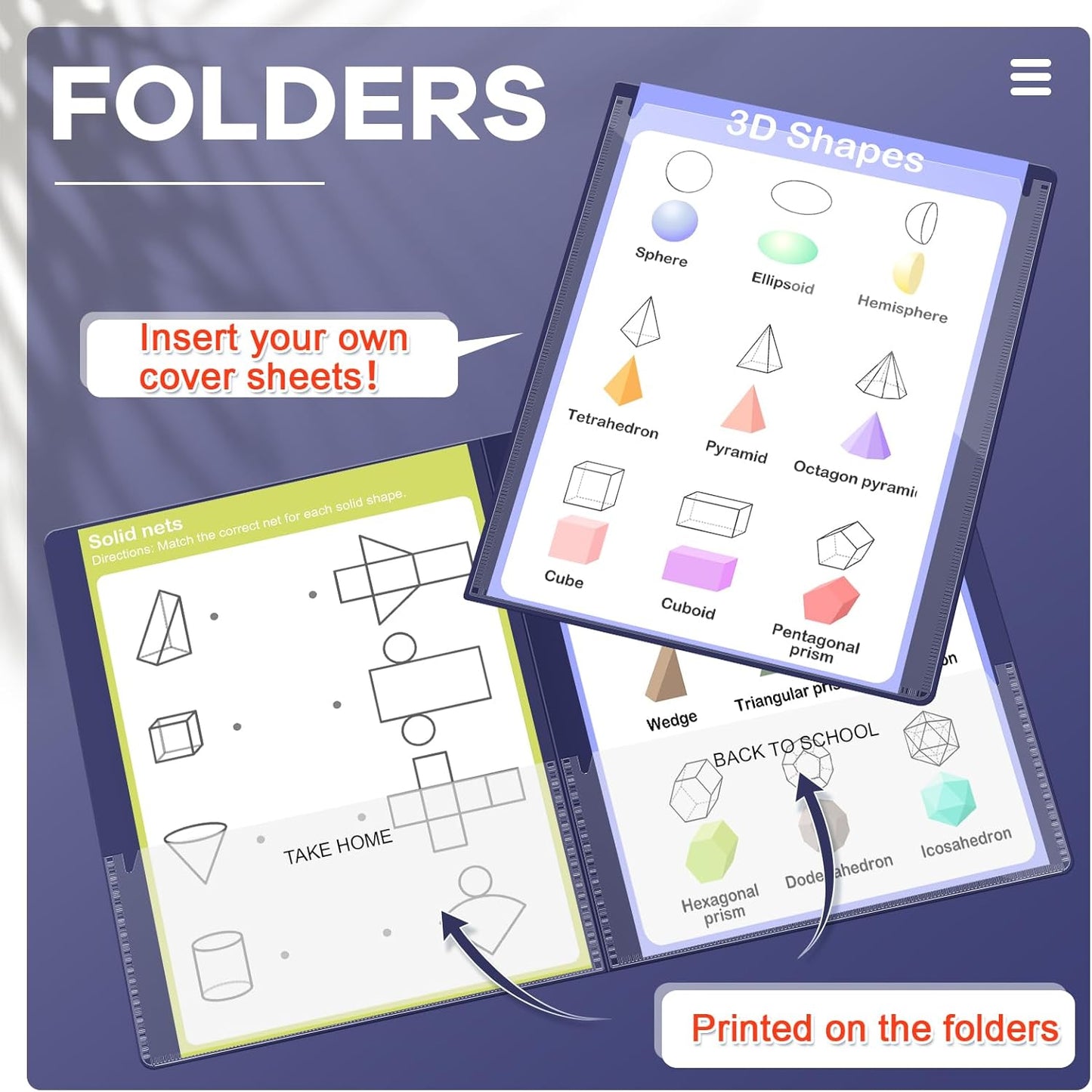 Henoyso 72 Pcs Plastic Take Home Folders with 2 Pockets Parent Teacher Classroom Communication Homework Folder for Students Parent Teacher Connect (Navy Blue)