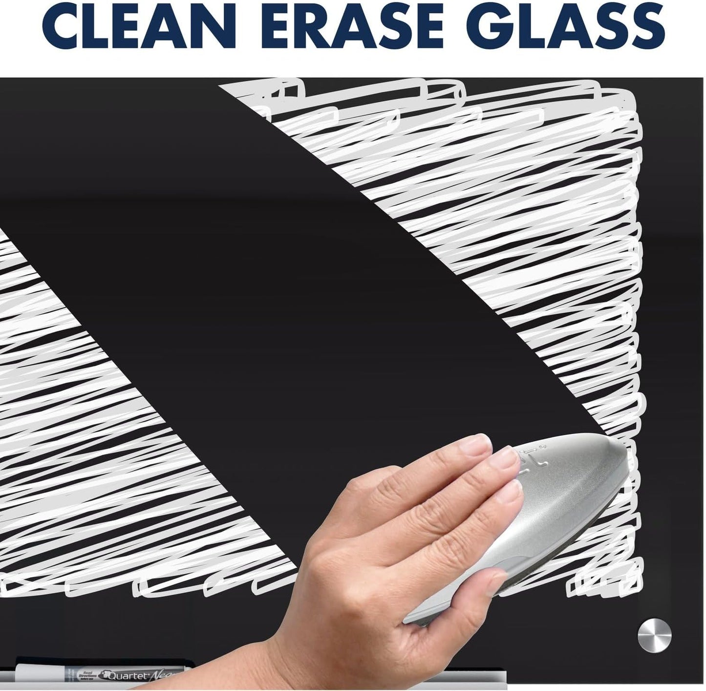 Quartet Glass Whiteboard, Magnetic Dry Erase White Board, 24" x 18", Black Surface, Infinity (G2418B)