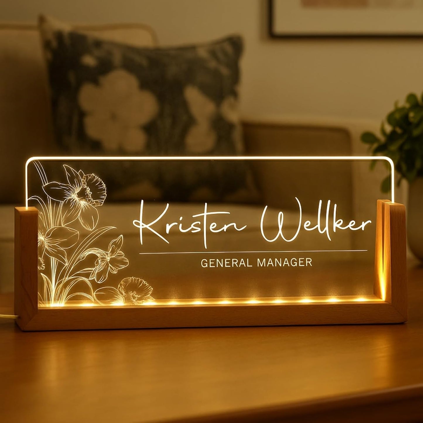 Desk Name Plate Personalized Custom Light Up Office Name Plate Customized Acrylic Name Plates for Desks Personalized Gifts Office Decor for Boss Coworkers Teacher Employee Appreciation Gifts (Design3)