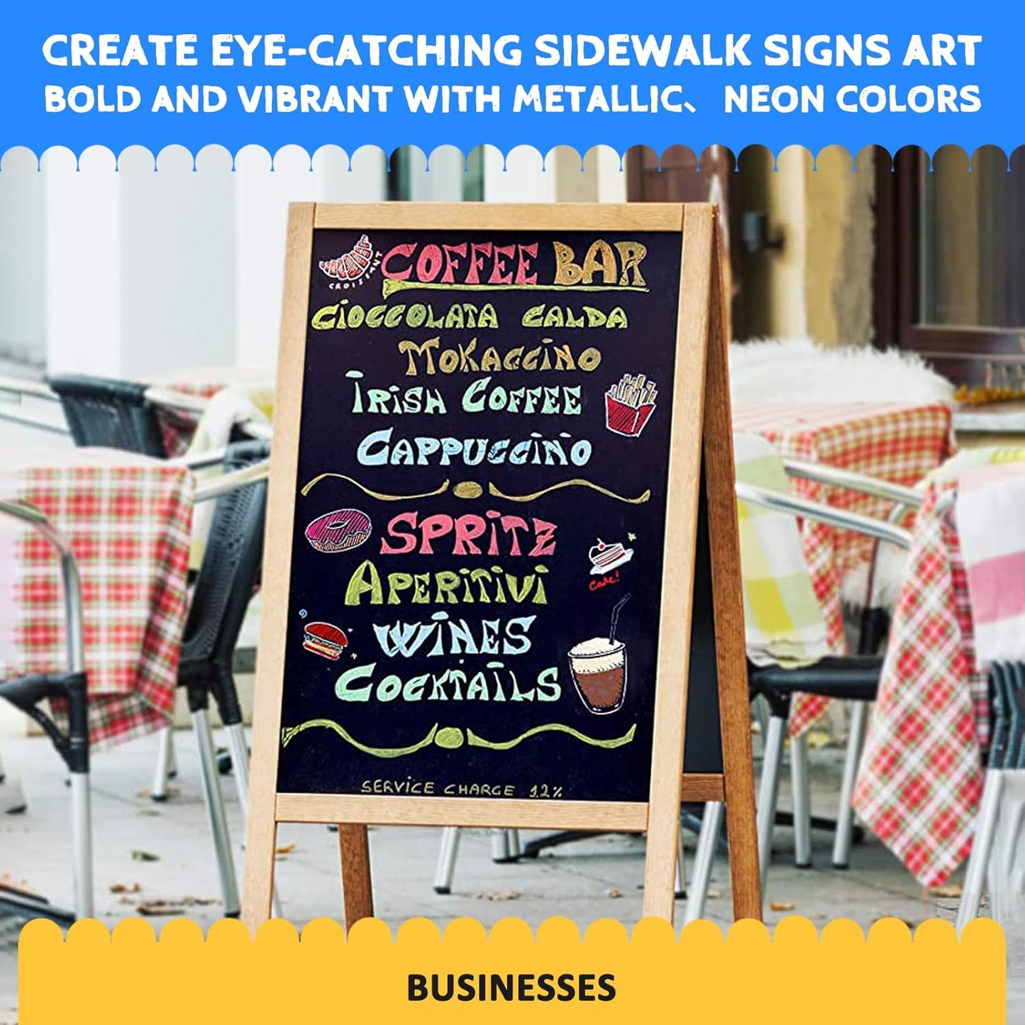 Anyo 12 Pack Window Markers for Cars, Liquid Chalk Markers with 6mm 3 in 1 Nib Bold Tip, Metallic & Neon Color Wet Erase Window Paint for Glass Washable, Glass, Mirror, Blackboard, Bistro, Menus