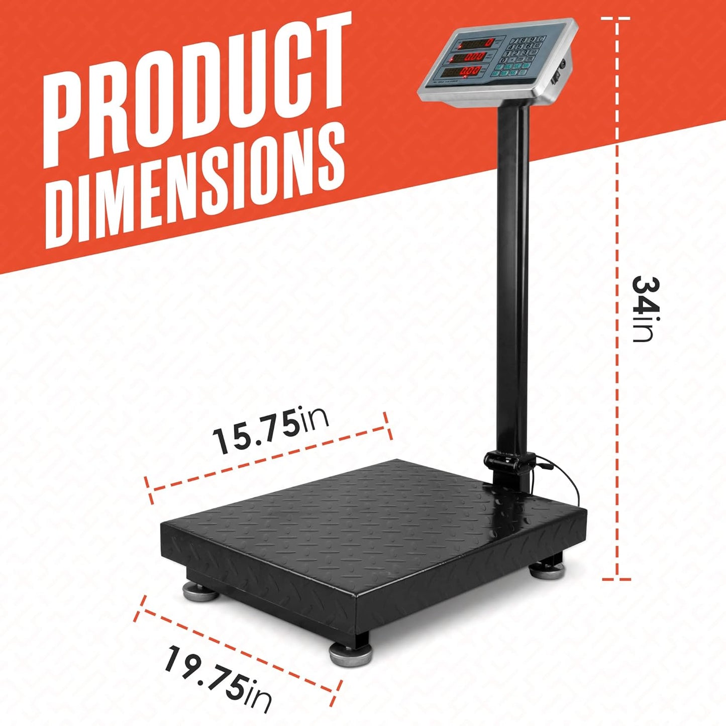 Houseables Industrial Scale, Platform Scale, 600 LB, Large, Weight Machine for Luggage, Shipping, Packages, Floor, Commercial, Heavy Duty, Box, Postal, Laundry, Warehouse, Luggage Weighing, Digital