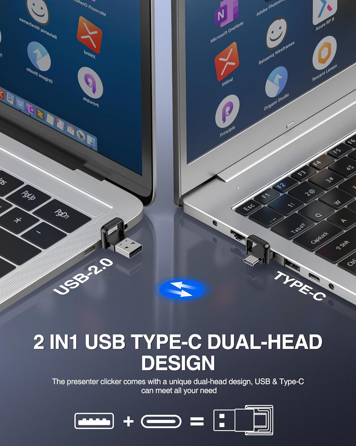 Wireless Presentation Clicker, Presentation Remote with Hyperlink & Volume Control PowerPoint Slide Advancer for Keynote/PPT/Mac/PC/Laptop