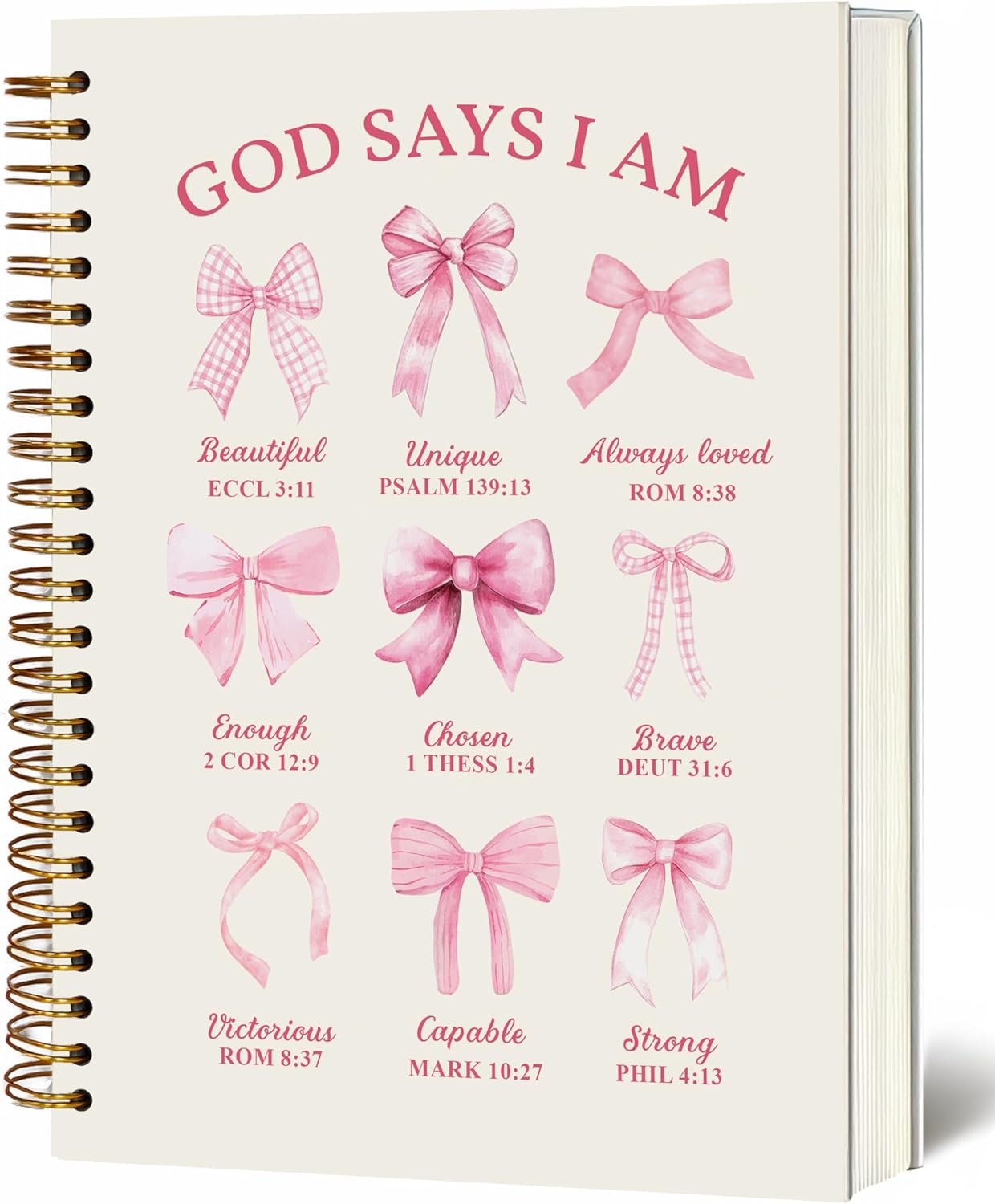 Bible Notebook, A5 Spiral Christian Journal with Floral Pink Butterfly Notebook, Bible Verse-God Says You Are, Inspirational Notebooks for Women, Bible Study, Gift for Birthday Christmas