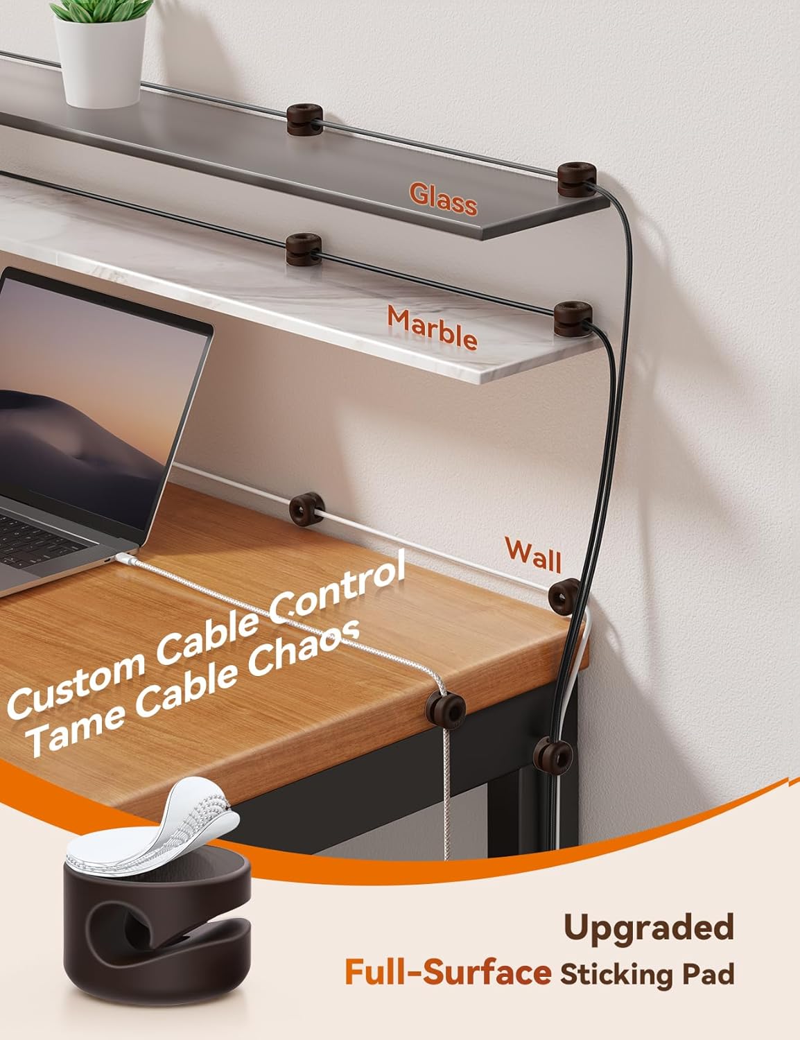 8Pack Cord Organizer JOYROOM Silicone Cable Clips [1s Side-Snap Lock] Desktop Cable Management, Adhesive Phone Charger Wire Keeper for Nightstand Office Workspaces Desk Organization Home Accessories