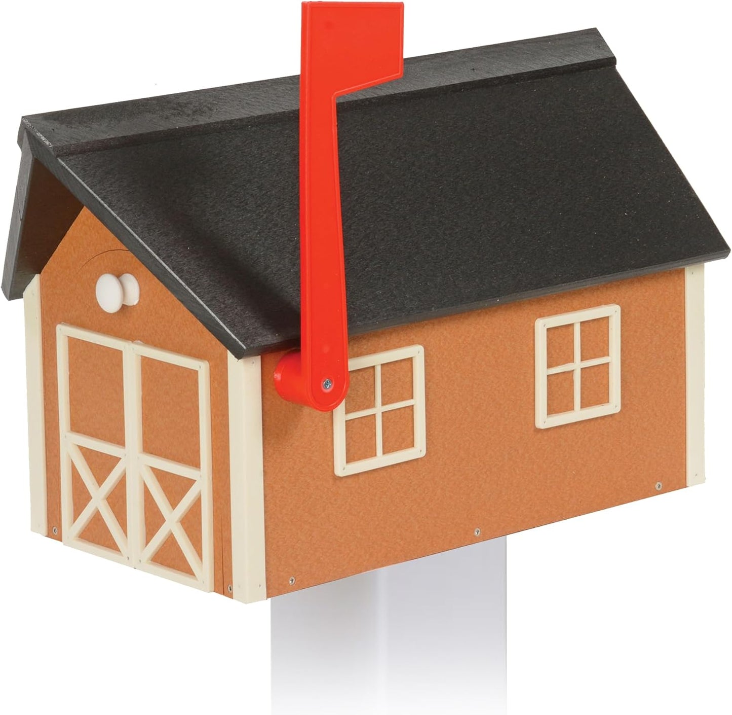 Peaceful Classics Poly Mailbox- Durable, Weather-Resistant Amish Craftsman Mailboxes for Outside Uses Like Front Yard and Road Side- Long-Lasting, Decorative, Modern Mailbox (Cedar with White Trim)