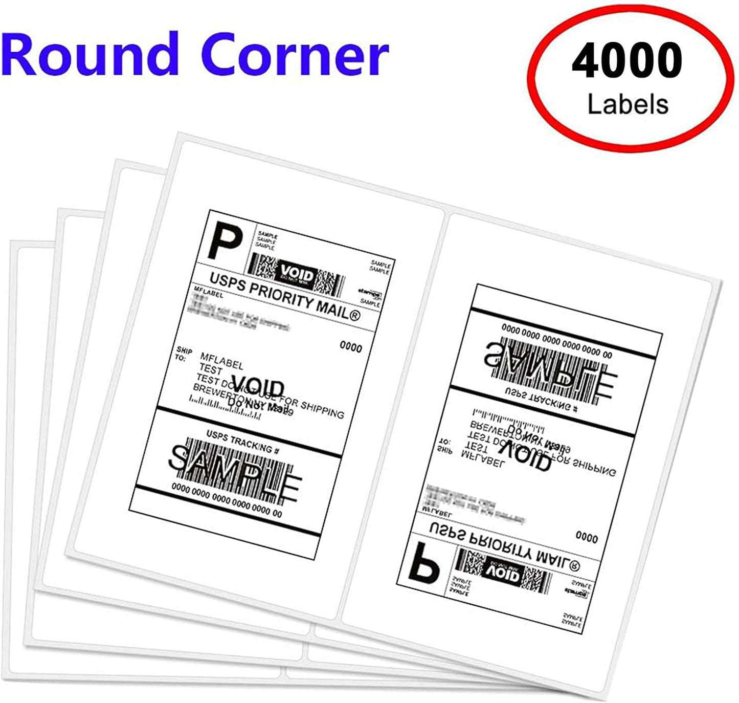 Round Corner Half Sheet Shipping Labels for Laser and Inkjet Printers,8.5" x 5.5" Address Labels Self Adhesive Mailing Labels(2000 Sheets, 4000 Labels)