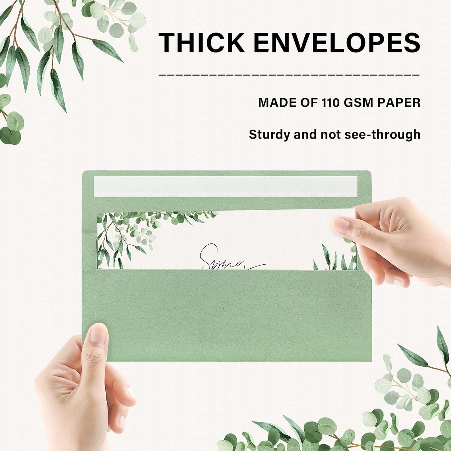 50 Pack #10 Business Envelopes, Self Seal Standard Sage Green Envelopes for Secure Business & Legal Mailing, Office, Checks, Letter, Invoices, 4 1/8 x 9 1/2 Inches
