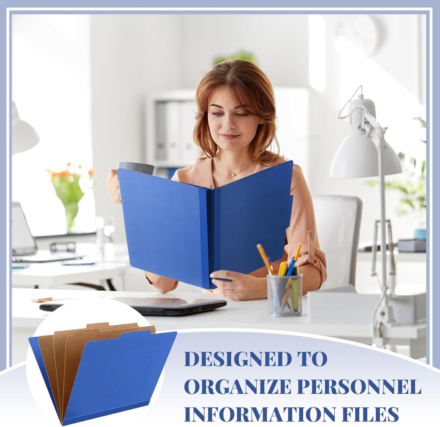 36 Pcs Classification Folders Letter Size, 3 Divider Pressboard File Folder with Fasteners, Expanding File Organizer Bulk for Teachers, Clergy, Office, Church, Christmas Donations (Dark Blue)