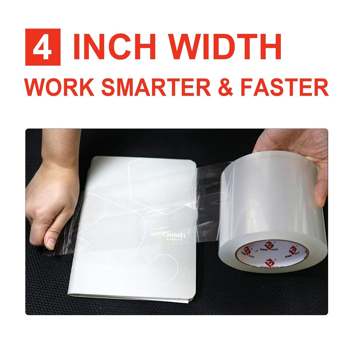 BOMEI PACK 4'' Wide Clear Packing Tape, 4-inch x 110 Yards (330ft), Heavy Duty Industrial Grade Packaging Tape Refills for Box Office Moving, Shipping and Mailing