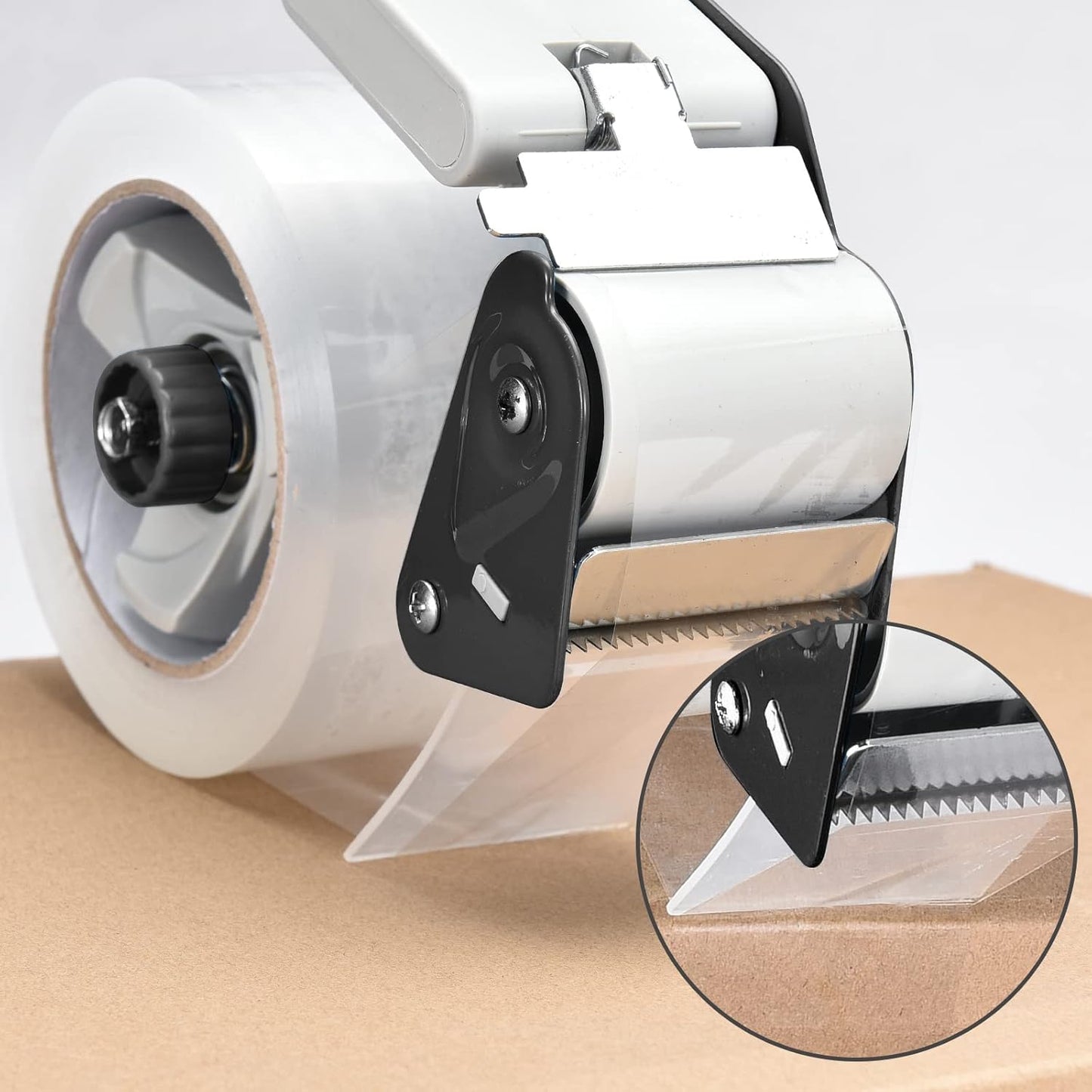 Packing Tape Dispenser Gun, Pacific Mailer 2 Inch Tape Gun Dispenser with 2 Inch Carton Packing Tape, Lightweight Industrial Side Loading Tape Dispenser - Black