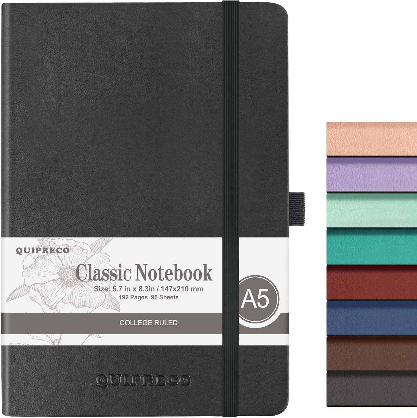 Hardcover Lined Bullet Dotted Journal Notebook, A5 140 192 Pages 100 120Gsm Paper College ruled for School,Work,Travel,and Daily Planning，5.7''*8.3'' (1, Black, A5 Lined)