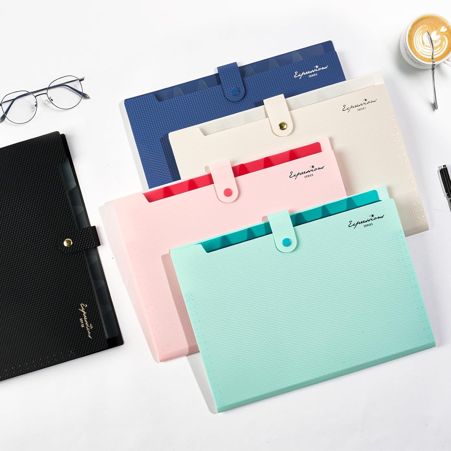 Sooez Accordion File Organizer, 8 Pocket Expanding File Folder with Labels, Letter Size Folders for Documents, Portable Paper Bill Receipt Organizer for Home School Office Supplies, Green