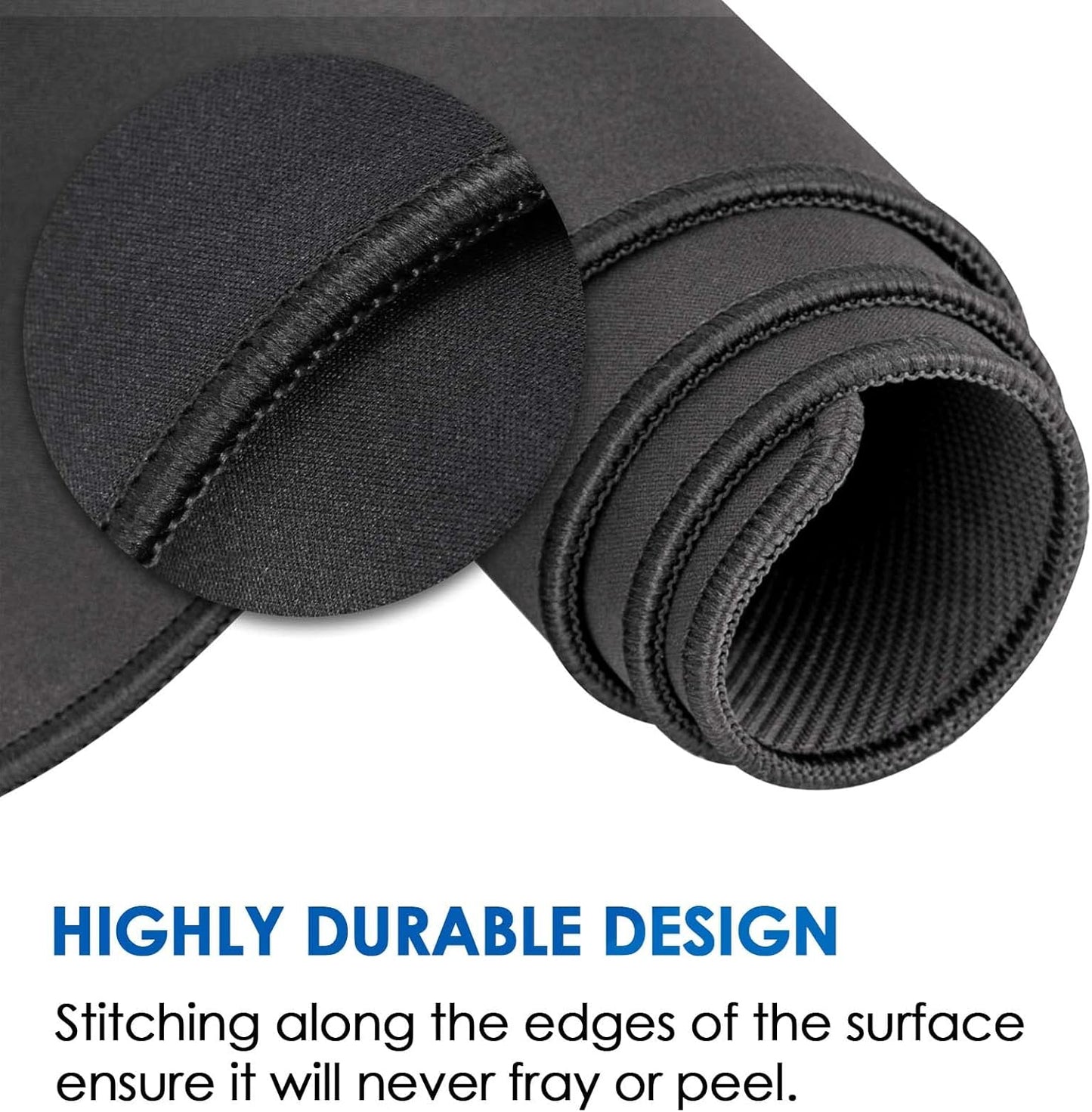 KTRIO Large Gaming Mouse Pad with Superior Micro-Weave Cloth, Extended Desk Mousepad with Stitched Edges, Non-Slip Base, Water Resist Keyboard Pad for Gamer, Office & Home, 35.4 x 15.7 in, Black