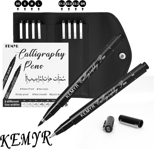 8 Micro Fine liner Drawing Art Pens Calligraphy Pens: XS-E3.0 Size Black Art supplies Waterproof Archival Black Ink Markers For Artists,Use for Professional Watercolor,Sketching