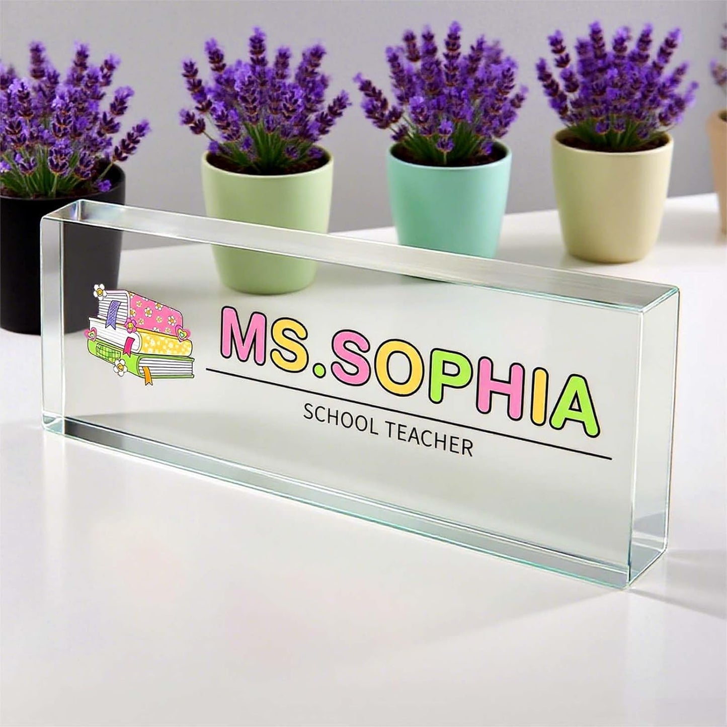 Custom Desk Name Plate, Teacher Name Plate for Desk, Office Decor for Women, Coworkers, Employee (S8)