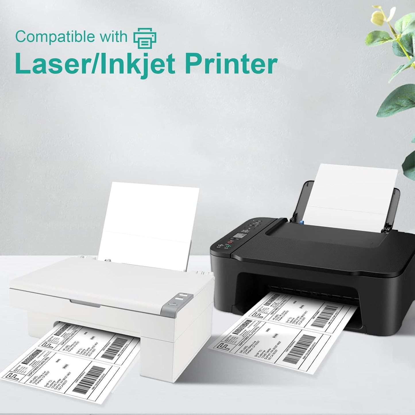 MFLABEL Half Sheet Shipping Labels - 8.5" x 5.5" Adhesive Packaging Labels for Laser & Inkjet Printers, 100 Self-Adhesive Stickers (25 Sheets) for Boxes, Mail, FBA & DIY Projects