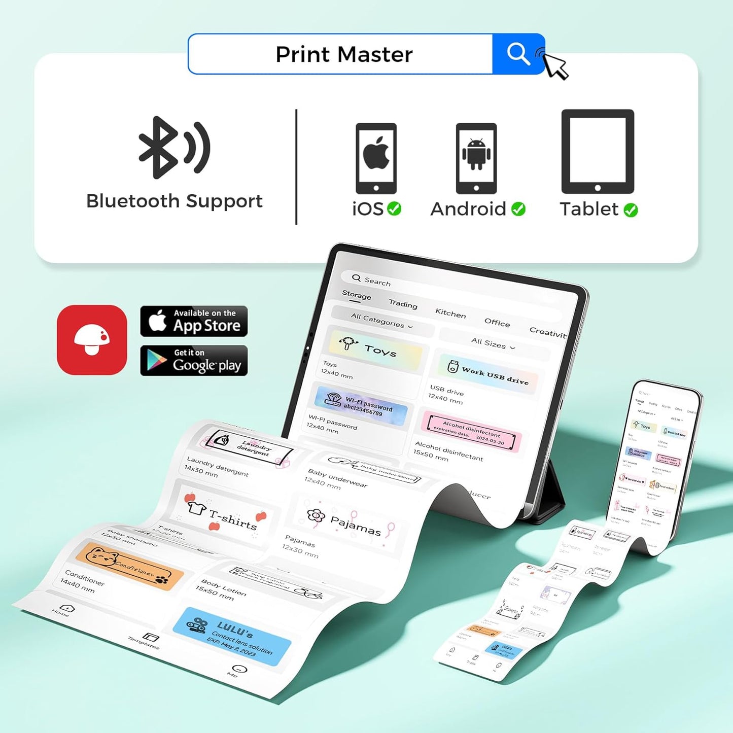 Label Maker, Bluetooth Label Makers Compatible with Phone, Label Maker Machine with Tape, Mini Label Maker for Family School, Label Machine with Lots of Style Templates Easy to Use