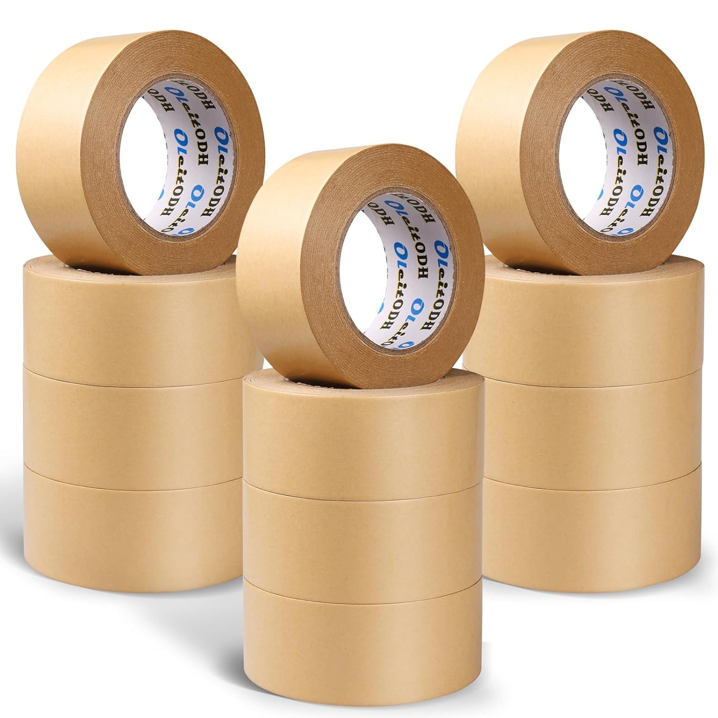 12 Pack Brown Paper Packing Tape, Kraft Paper Tape Bulk 2" x 55 Yardx 7 mil Gummed Tape for Marking, Sealing Box, Masking, Shipping, Strong Adhesive Easy-to-Tear Waterproof Tape