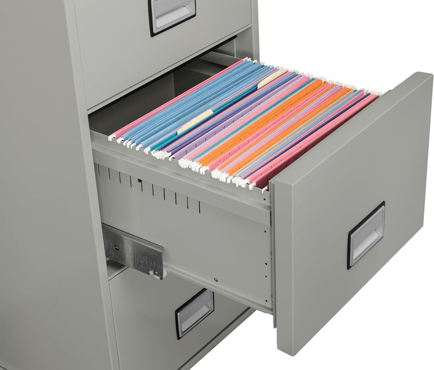 25 inch 4-Drawer Vertical Fireproof File Cabinet – Legal and Letter Size Filing – Key Lock – Water Resistant Seal – Fire and Impact Rated – Light Gray Finish – Model LGL4W25LG