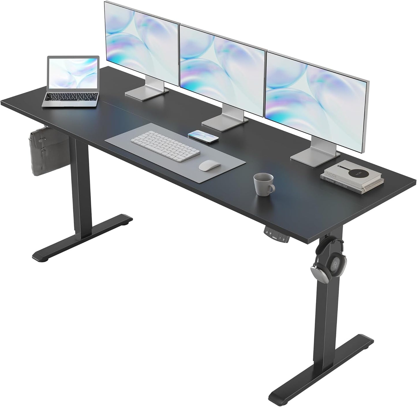 Agilestic Electric Standing Desk, Large 63 x 24 Inches Height Adjustable Desk, Sit Stand up for Work Office Home, Ergonomic Rising Gaming Computer Table with Memory Preset, Black