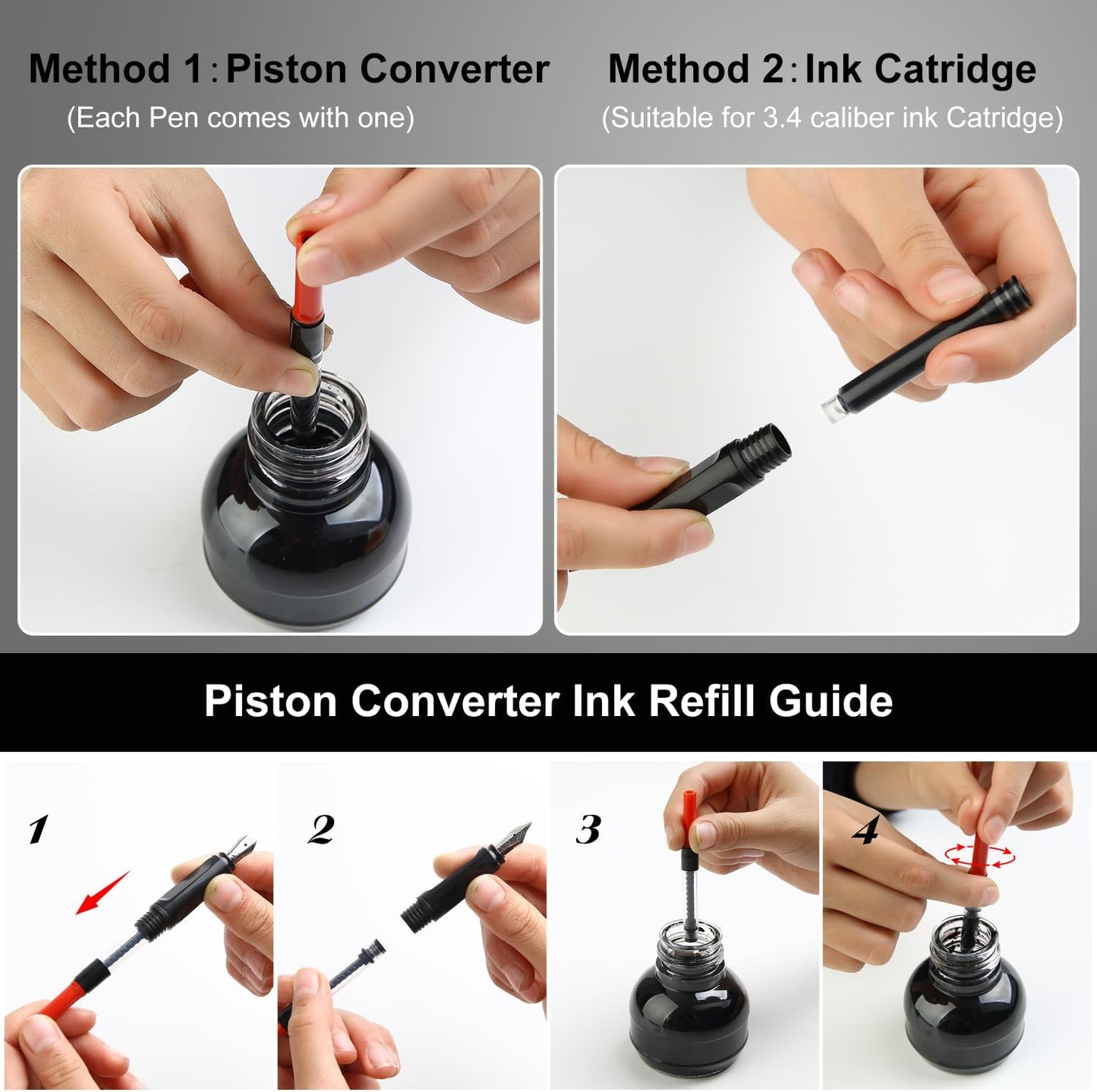 GC QUILL Calligraphy Fountain Pen Set - 5 Different Nibs and 18 Ink Cartridges, Calligraphy Set for Beginners - MU-20