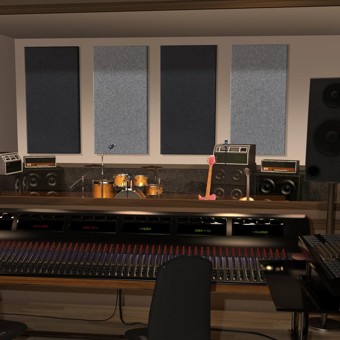 2” Thick Acoustic Panels with Hanging Hardware, 2 PCS 47.2” x 23.6” Fiberglass Sound Absorbing Panels for Home Theater Church Office Wall, Black