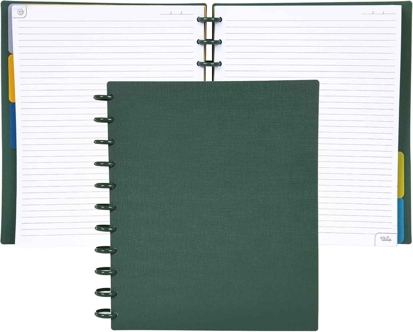 Talia Discbound Notebooks, Planner, Customizable, (Green Olive w/Green Olive Discs, Letter (8.5in x 11in))