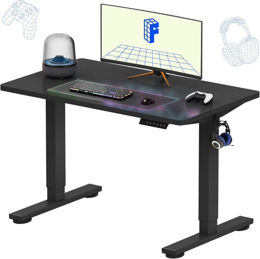 FLEXISPOT EN1 One-Piece Standing Desk, 40 x 24 Inches Small Adjustable Height Desk for Small Space Electric Sit Stand Home Office Table Computer Workstation (Black Frame + Black Desktop)