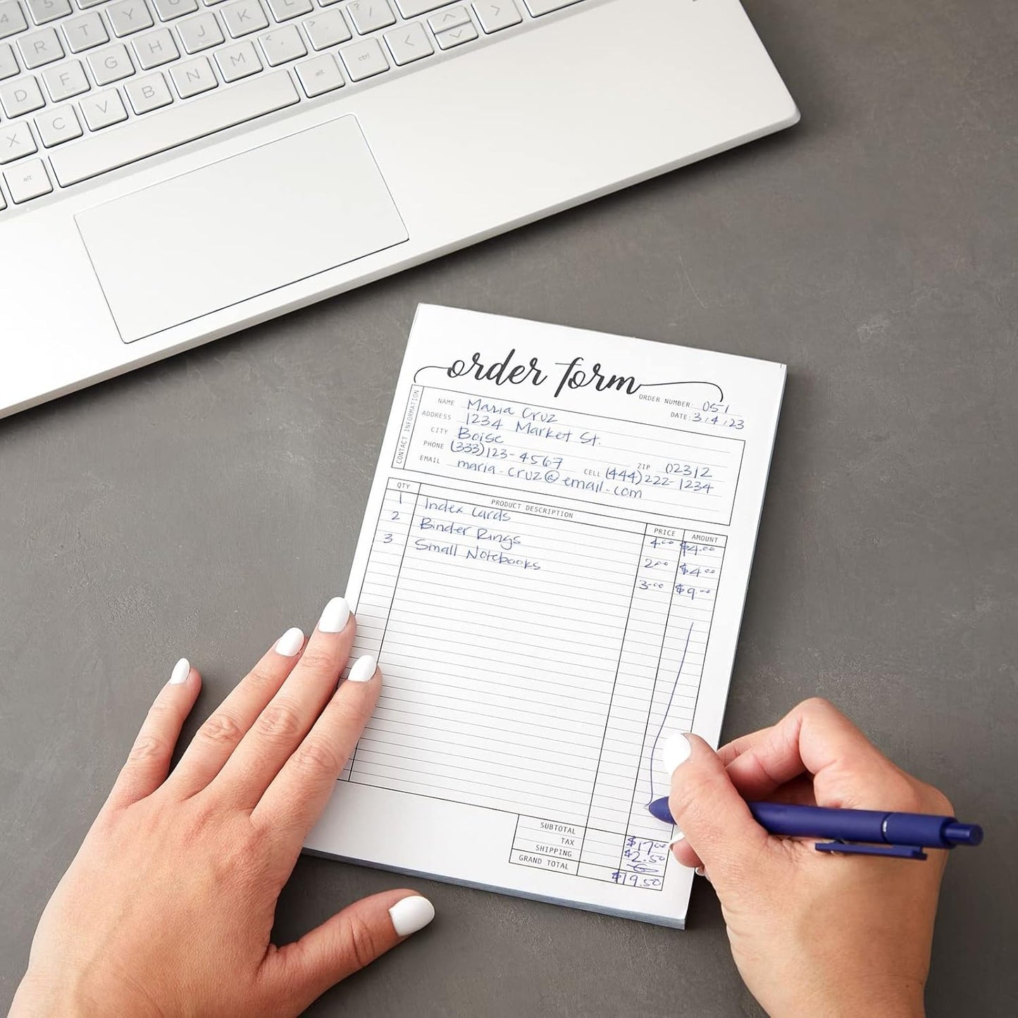 Juvale Receipt Book with Carbon Copies & Work Order Forms - 5.5 x 8.5 in, White, 2 Pads, 100 2-Part Carbonless Sheets - Invoice Receipt Book & Order Form Notepad