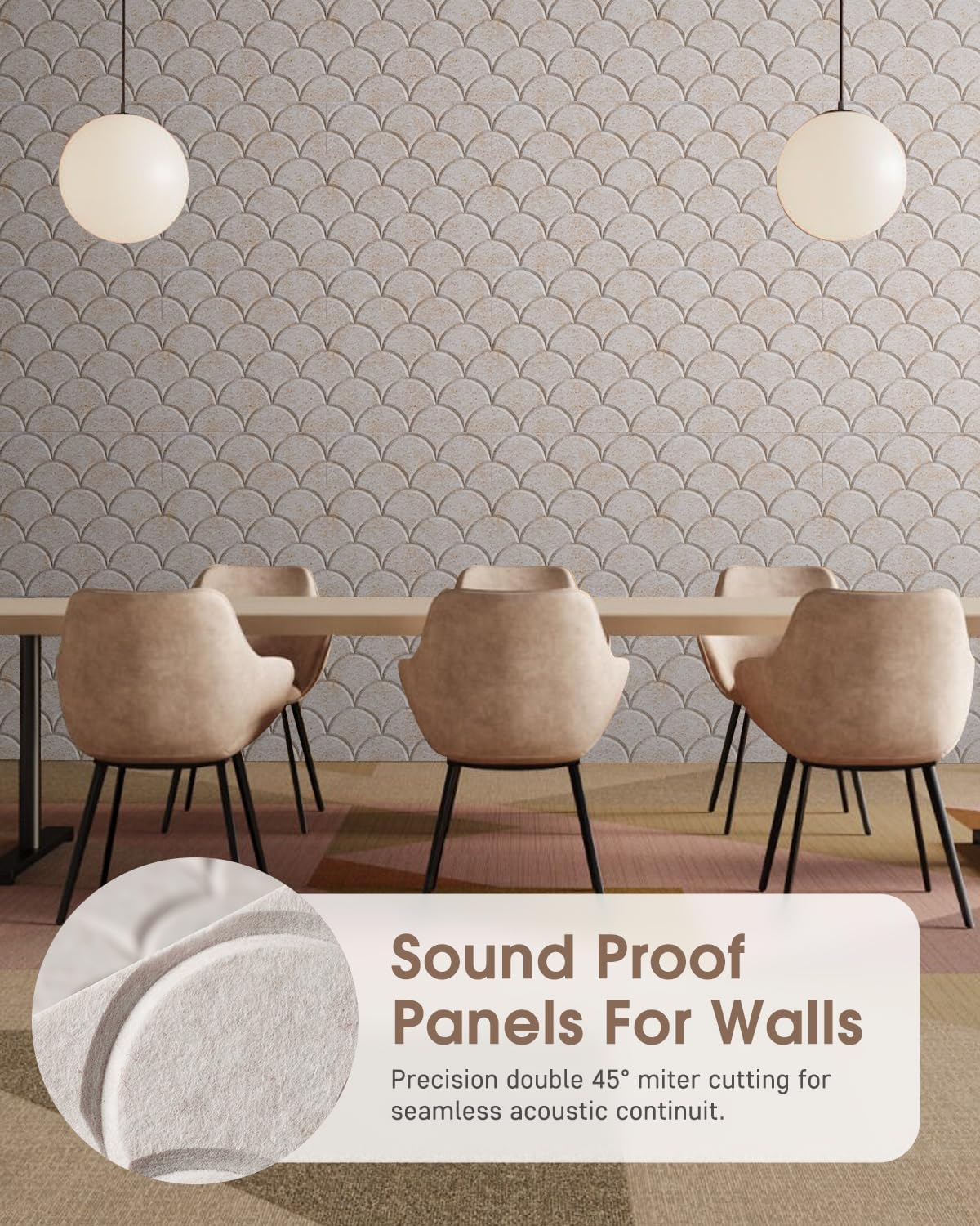 Acoustic Panels Self-Adhesive, 12 Pack Sound Proof Foam Panels for Walls, 12" X 12" X 0.4" High Density Soundproof Wall Panels for Door, Ceiling, Home Office Beige