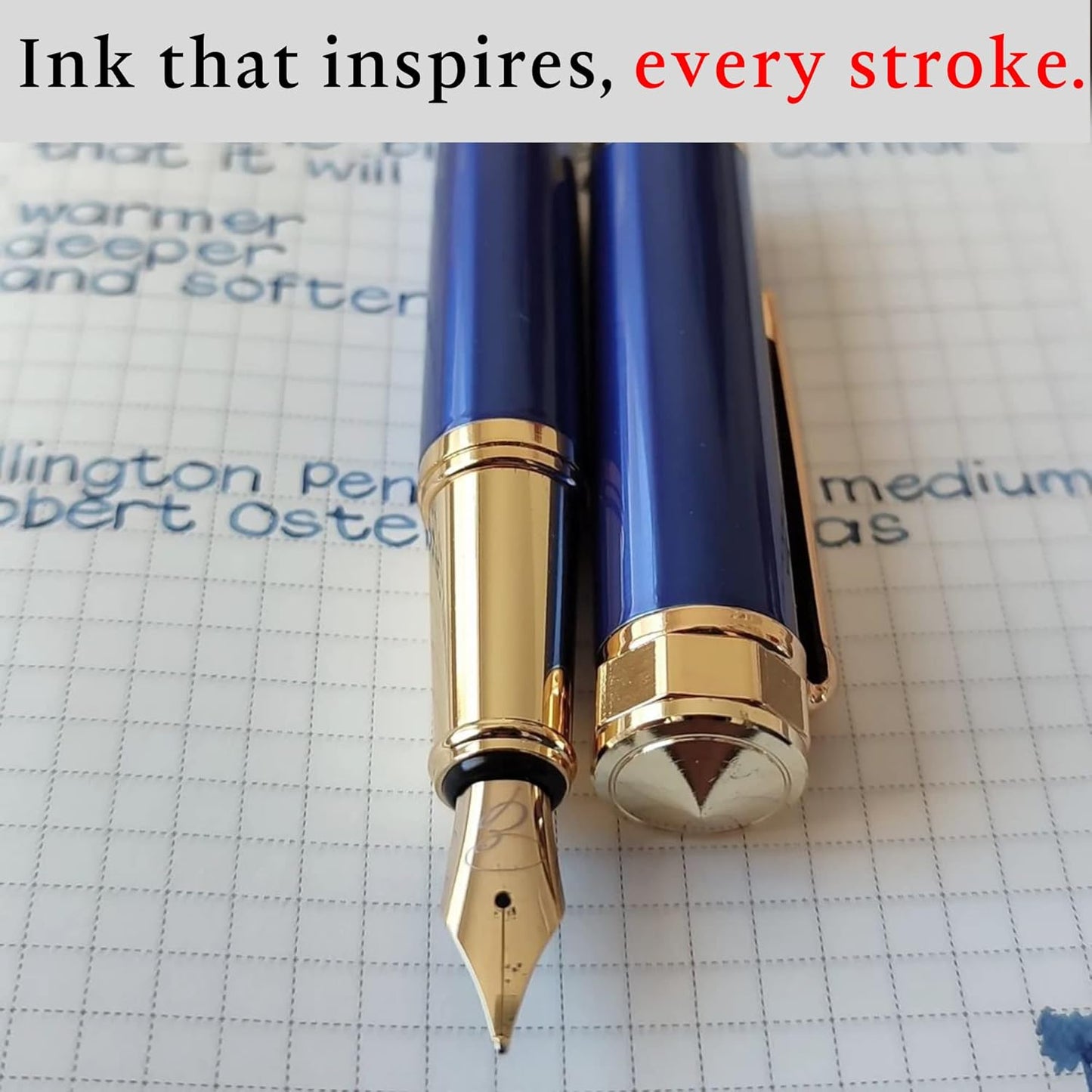 Blue & Black Fountain Pen Ink Refills 24 Pack - International Standard Size Cartridges - Ink For Fountain Pen - Premium Quality & Non-Toxic, Long-Lasting & Waterproof Ink, Dries Quickly