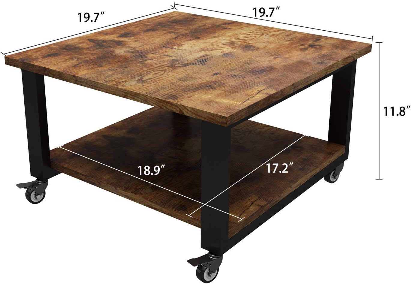 Natwind 2 Tier Laser Printer Stand,19.7''x19.7''x12.6'' Large Printer Table Copier Stand Under Desk,Heavy Duty Rolling Cart with Paper Storage Shelf,Printer Holder on Wheels for Home Office (Retro)