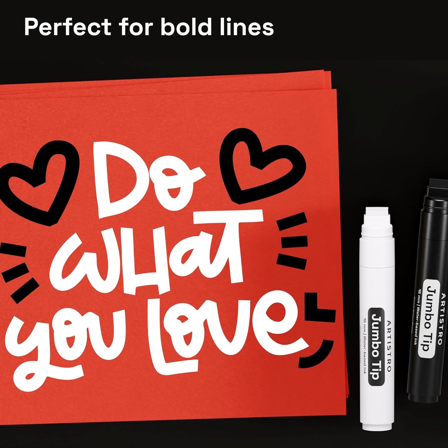 ARTISTRO 2 Black & White Acrylic Paint Markers - 15mm Jumbo-Tip Paint Pens - Perfect for Crafting, Art Projects, & More