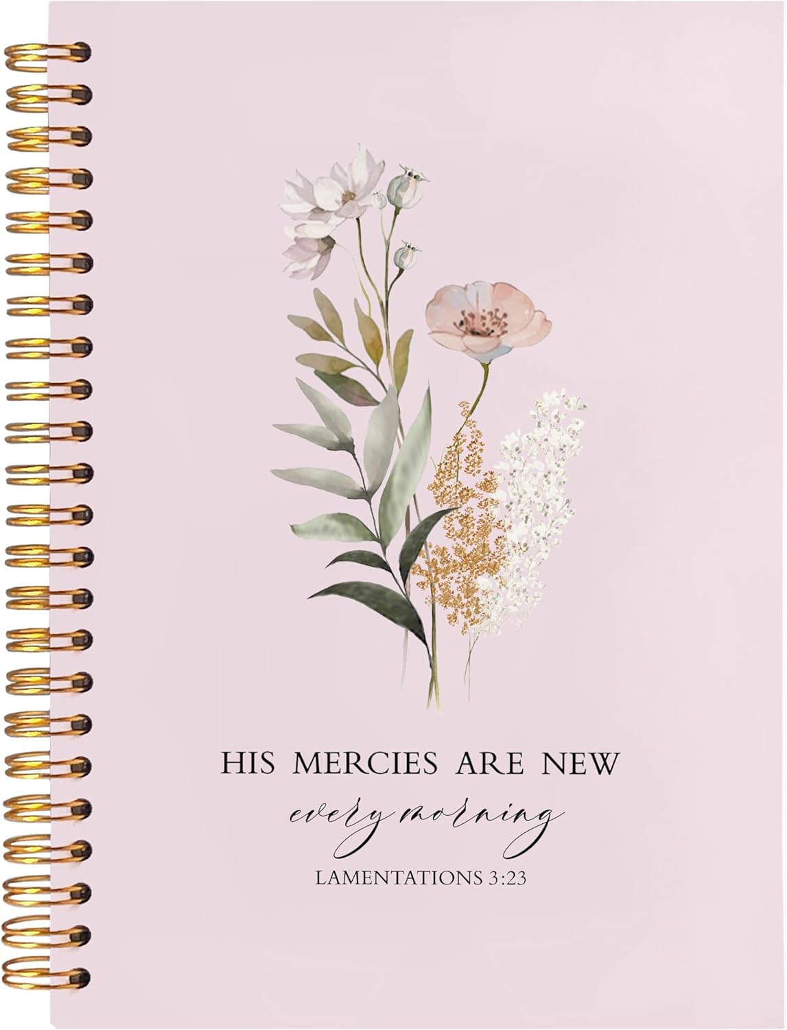 BearCake Pink Bible Christian Journals Floral Notebooks for Women Note Taking,Prayer Journal for Women, His Mercies are New Every Morning,Bible Study Journal for Women 5.5x8.3