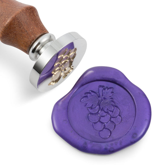 Mceal Wax Seal Stamp,Silver Brass Head with Rosewood Handle, 1.2"(30mm) Dia (Grape)
