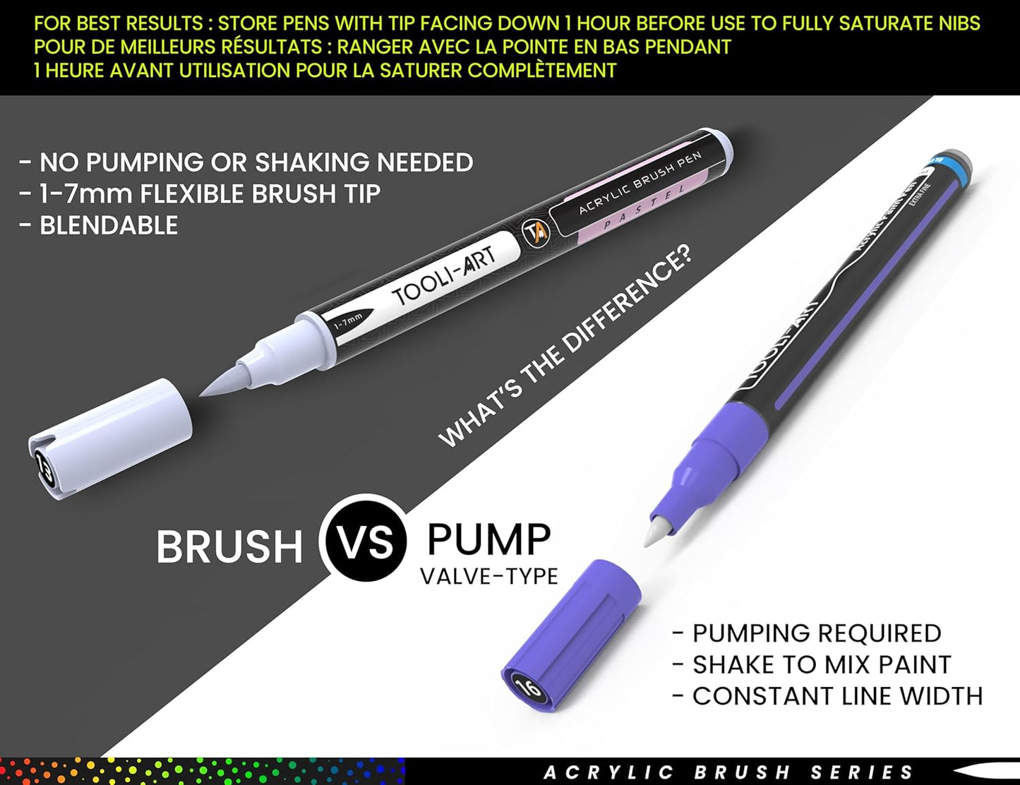 24 Flexible Brush Tip Acrylic Paint Pens Markers Set 1-7mm Line for Rock Painting, Brush Lettering, Glass, Mugs, Wood, Metal, Canvas, Fabric, Plastic Non Toxic Waterbased Quick Drying Assorted Pastel