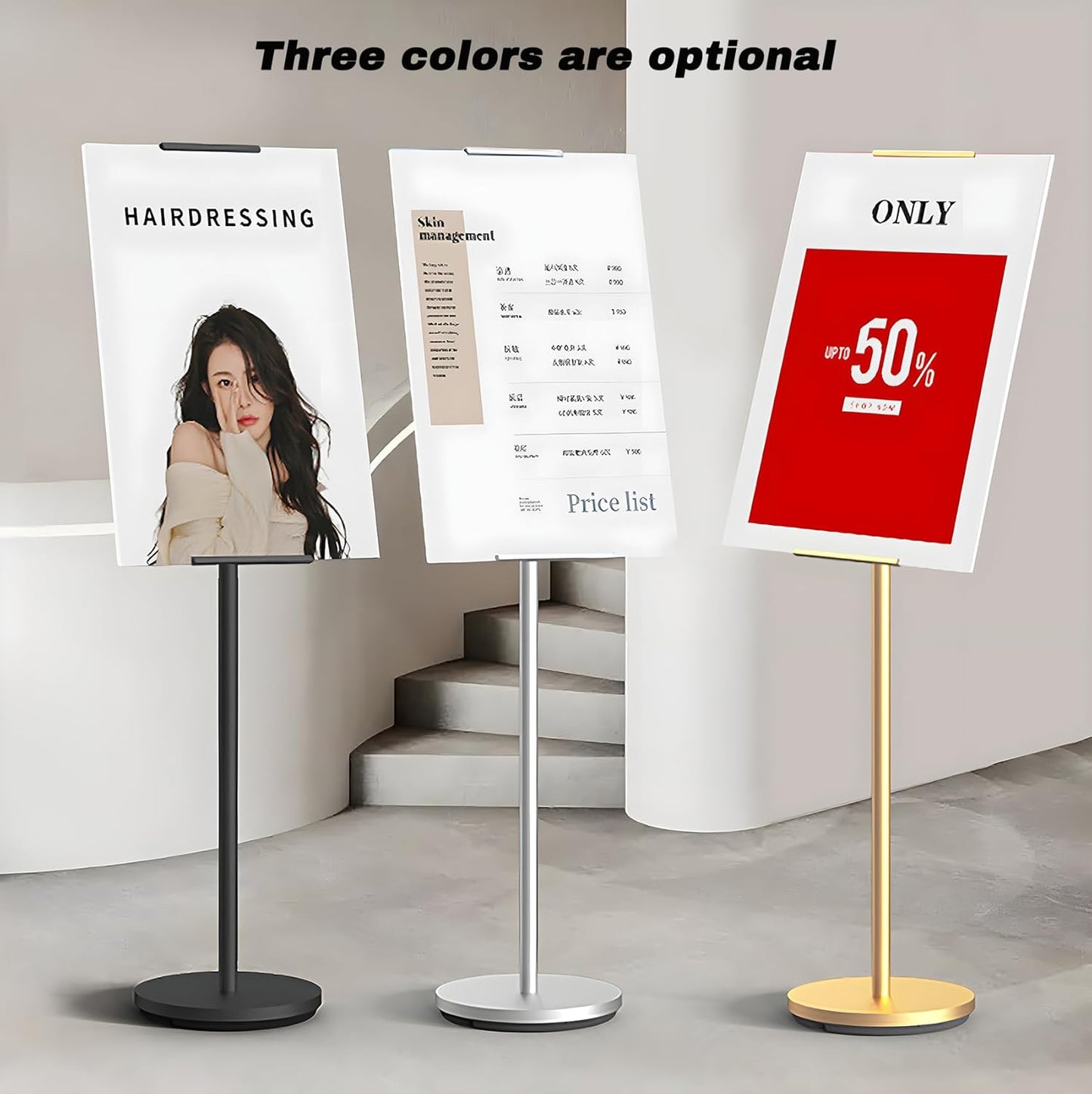 Heavy Duty Multi-angle Adjustable Metal Painting Easel Stand,Sign Holder Stand,Poster Stand with Round Base- Outdoor Floor Standing Indoor Display Holder(Silver)